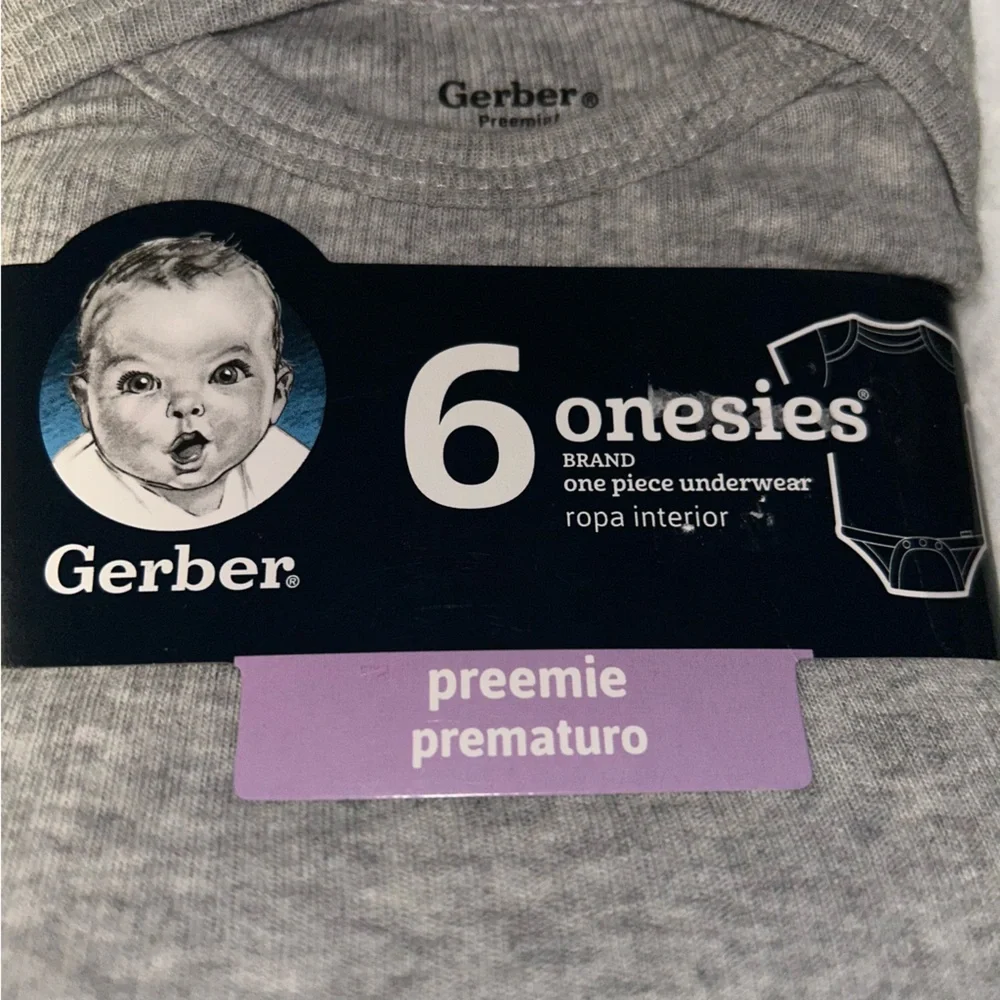 Gerber Baby Neutral 6-Pack Short Sleeve Snap Bottom Bodysuits Brand New
